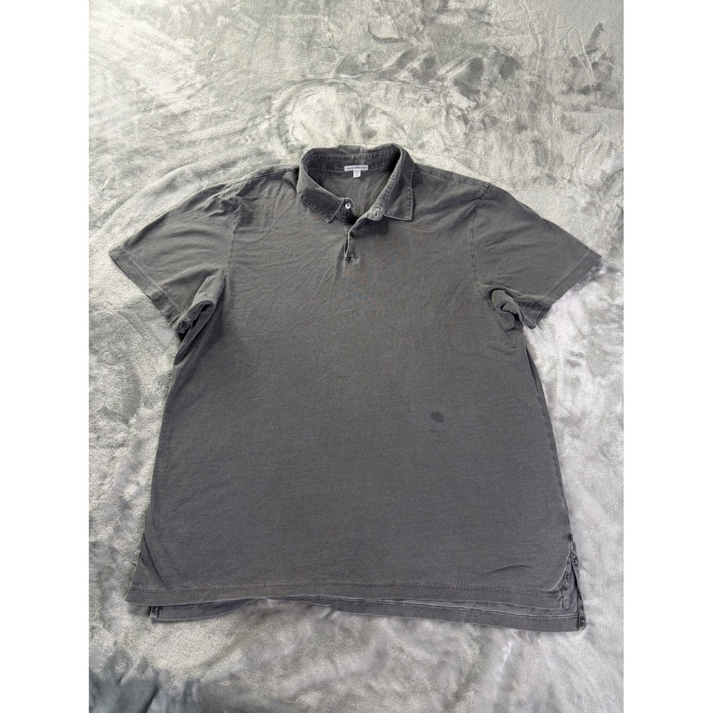 James Perse Polo Mens Size 5 XXL Gray Dress Black Short Sleeve Performance